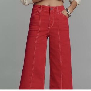 NWT Maeve by Anthropologie Delaney High Rise Wide Leg Jeans - Size 30 Hot Pink